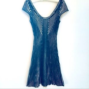 Free People pleated, black and cream, knit dress. Size XS